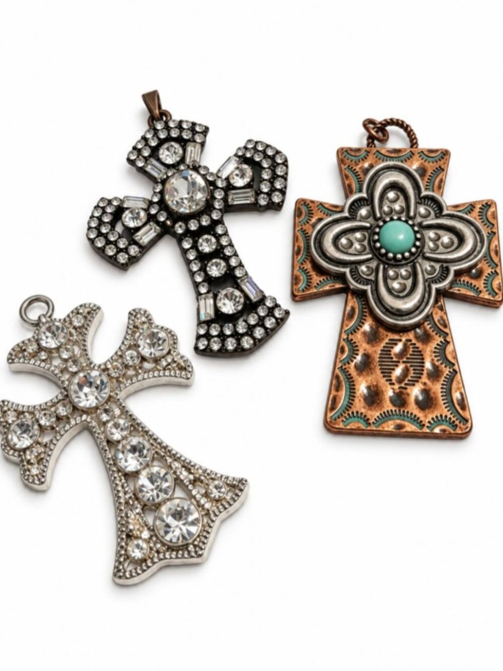 Cross Pendant Bundle – Set of 3 Faith-Inspired Jewelry Charms